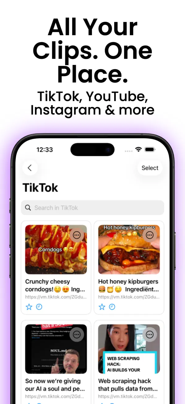 Saving a link to TidyClips from the iPhone Share Sheet
